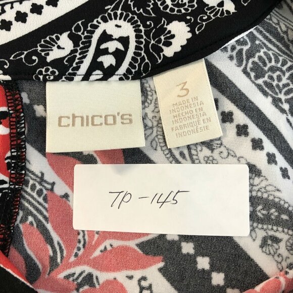 Chico's Top Floral Print Multicolored Open Shoulde - Picture 2 of 6